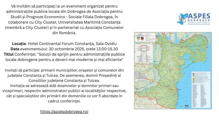 Soluții de sprijin pentru administrațiile publice locale dobrogene pentru a deveni mai moderne și mai eficiente